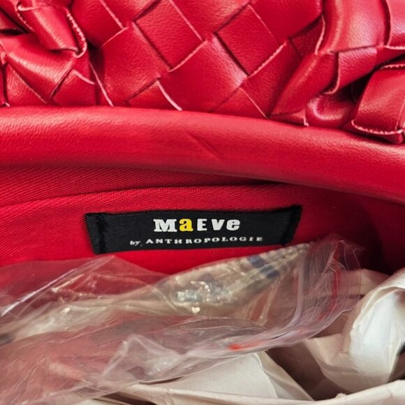 Anthropologie Maeve The Frankie Mini Clutch, Woven Bow Edition, Red, Chain Strap - Picture 3 of 8